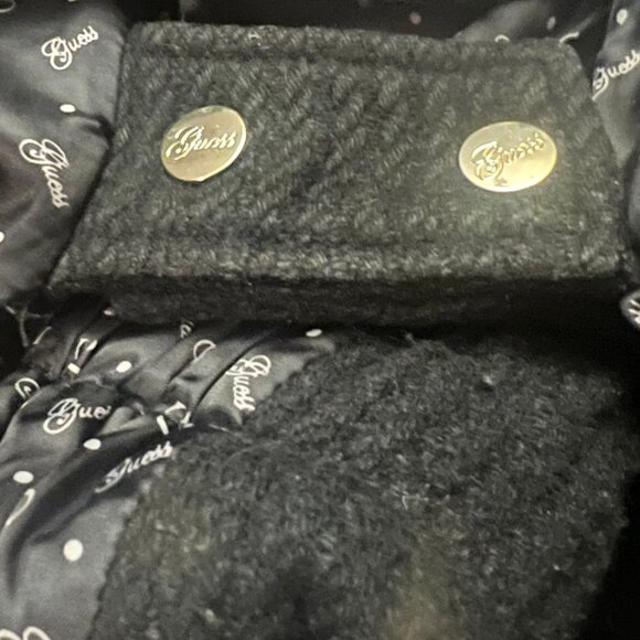 GUESS Black Wool Blend Textured Cape Coat - Size Small - Picture 7 of 12